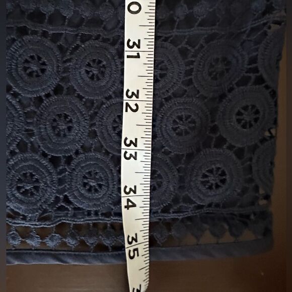 Loft Navy Blue Cap Sleeve Lace Overlay Dress. Size 4. - Picture 6 of 8
